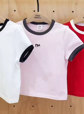 little moco专柜正品25年夏款女童修身短款亲子短袖T恤KBE2TEE024