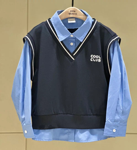 littlemoco专柜正品26年秋款男女童假两件长袖衬衫上衣KBF3TOP007