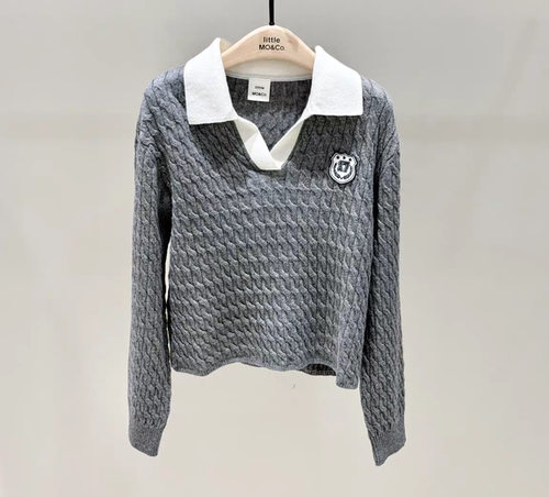 littlemoco专柜正品26年秋款女童翻领针织套头衫毛衣KBF3SWT004
