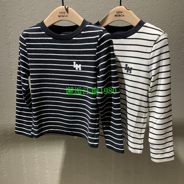 little moco专柜正品24年冬男女童条纹百搭打底长袖T恤KBD4TEE007