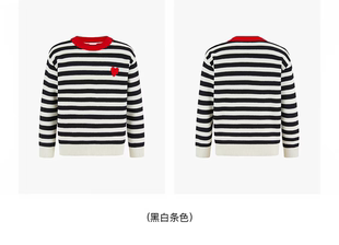 little moco专柜25年冬款男女童条纹针织衫KBE4SWT006