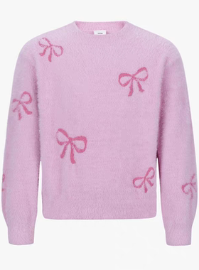 小moco专柜正品24年冬女童蝴蝶结柔软羽毛纱毛衣 KBD4SWTT07