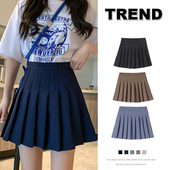 大码 高腰防走光春季 a字裙 2026新款 藏青色百褶裙女半身裙短裙夏季