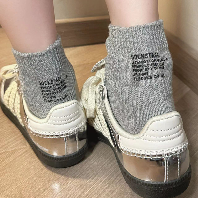 韩系印花粗线袜短袜日潮杂志风