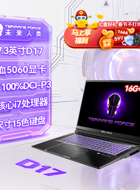 未来人类-魔鬼鱼D17 酷睿i7HX 17.3英寸设计电竞游戏本笔记本电脑(i7-14700HX 16G 1T RTX5060 2.5K165Hz )