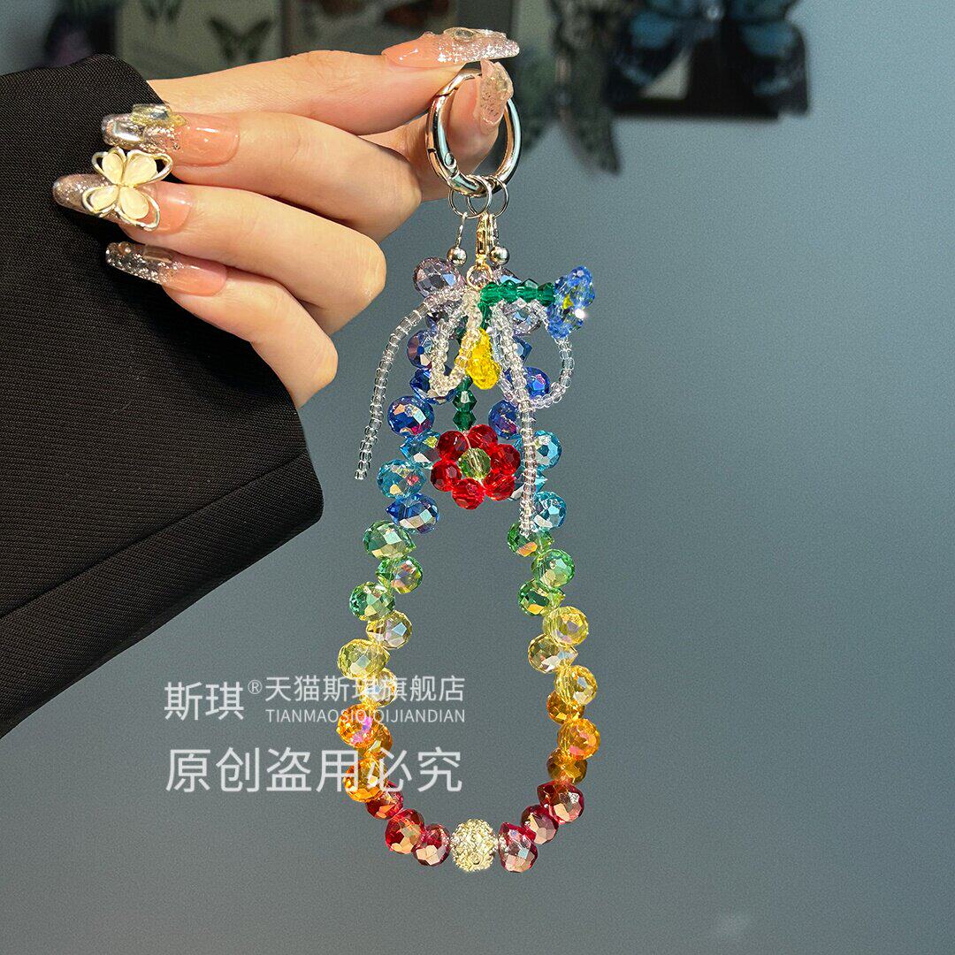 ins高级彩色水晶链挂手腕