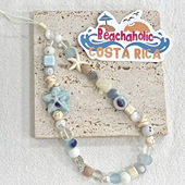 夏日海风星星diy手工串珠链手机壳手机链清新ccd挂绳diy挂饰相机蓝色