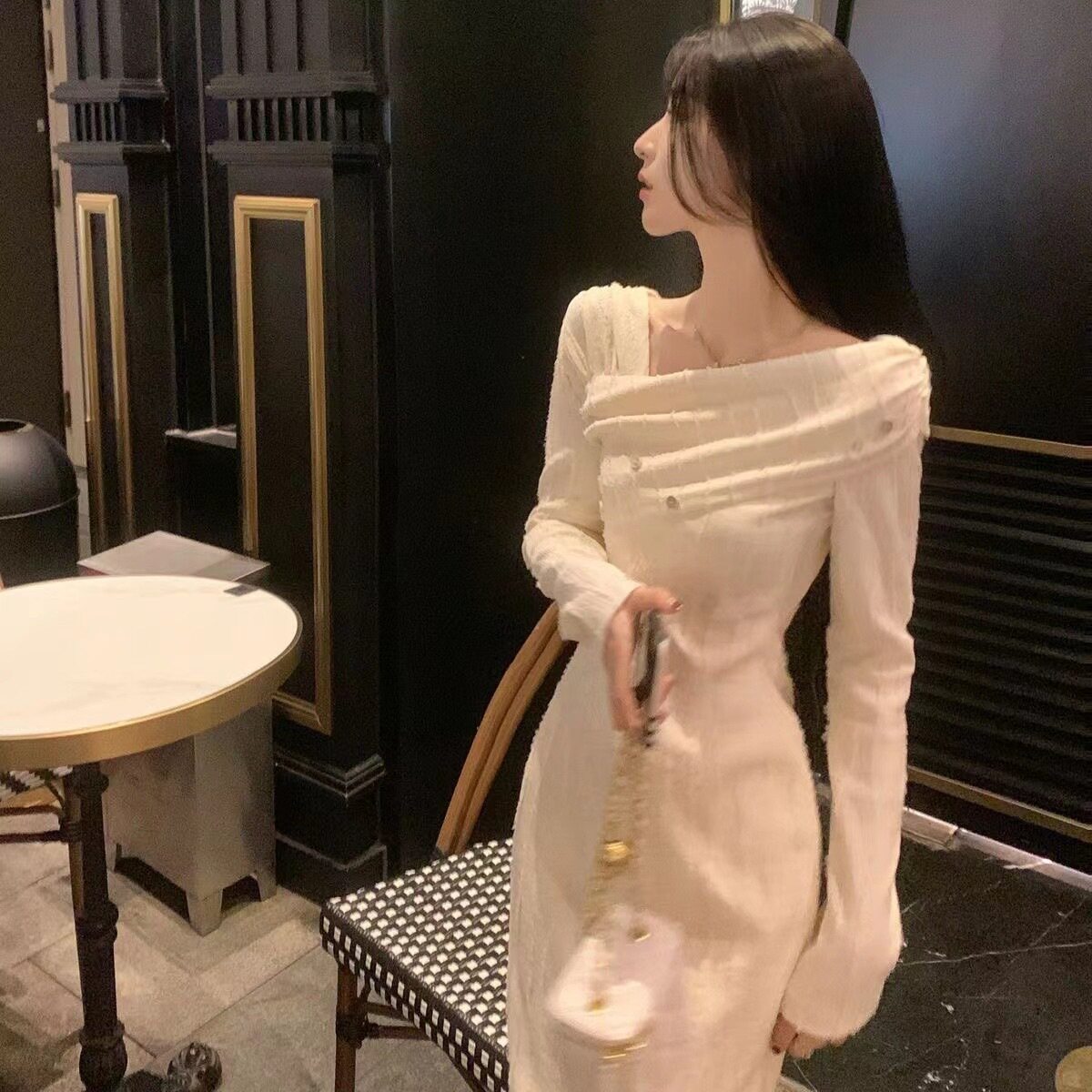 小香风秋冬打底连衣裙显瘦新款感穿搭小个子法式显瘦气质裙子