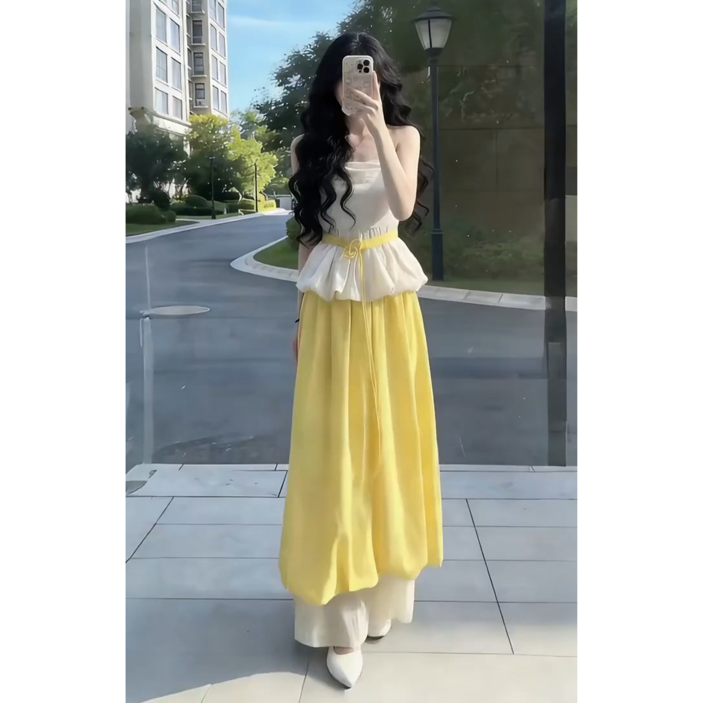 抹胸上衣半身裙子两件套装连衣裙女夏季新款花苞裙海边度假风穿搭