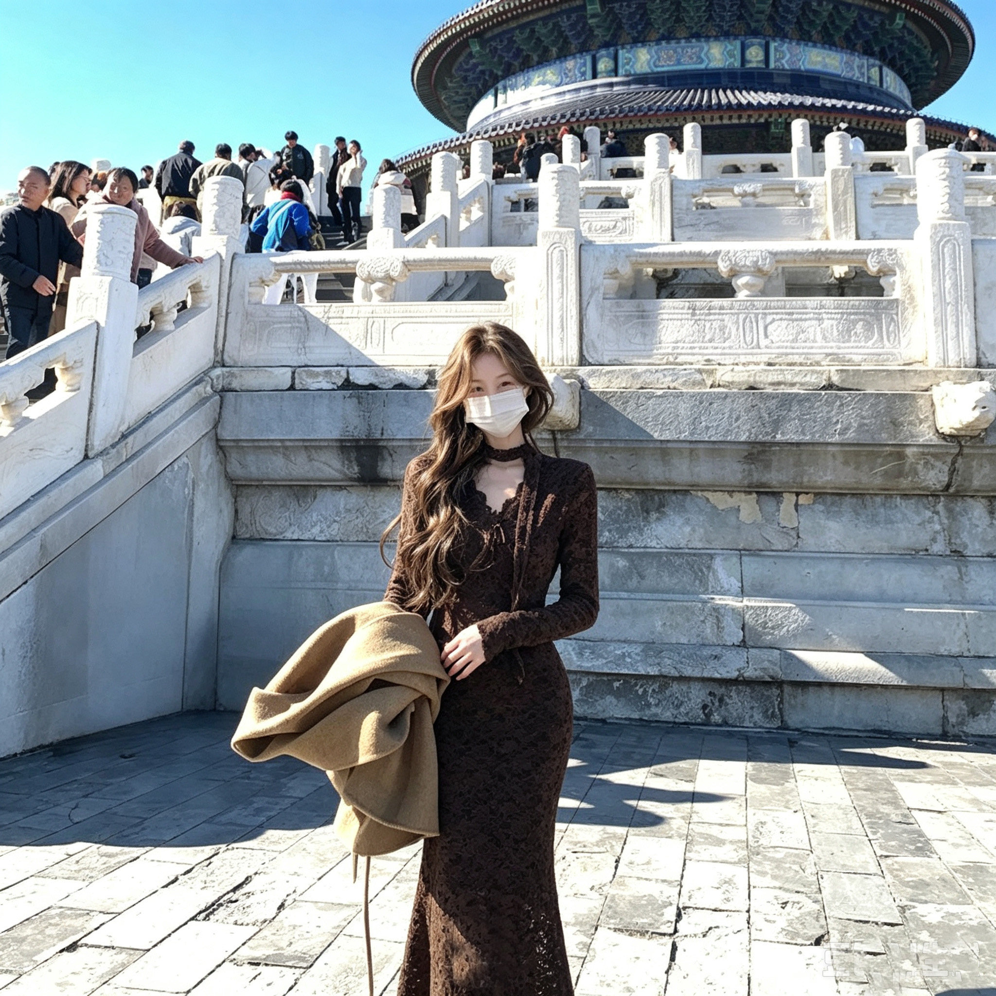 Xxiiuu 时光絮语 秋季内搭打底裙v领蕾丝包臀鱼尾裙连衣裙女长裙图片