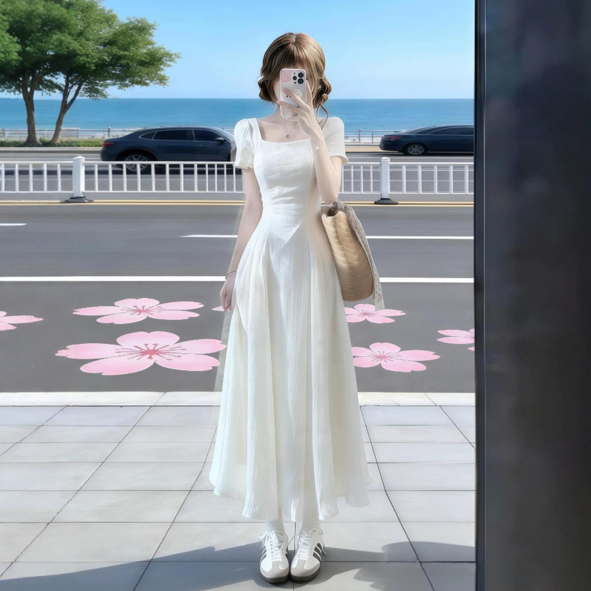 绝美漂亮法式小个子初恋白色连衣裙子女2026新款夏季海边度假长裙
