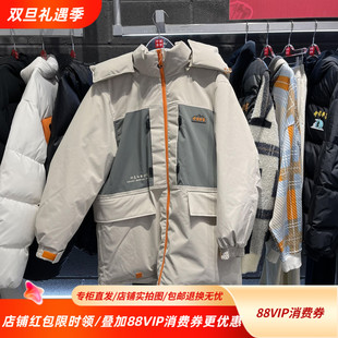 中国李宁24冬新款 中羽绒服男女宽松保暖防风连帽加厚AYMU545
