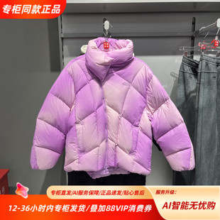 中国李宁25冬季新款女子立领带围脖90鸭绒运动短羽绒服AYMV540
