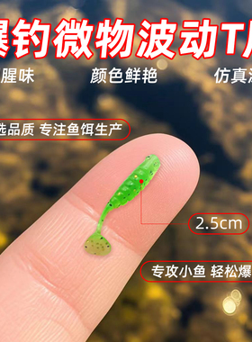 2.5cm波动小T尾鱼路亚微物根钓钩软饵海鲈翘嘴鳜鱼假饵软虫铅头钩