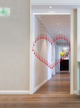 晶庭珠帘红色水晶珠帘子玄关客厅隔断帘鞋柜挂帘结婚新房卧室门帘