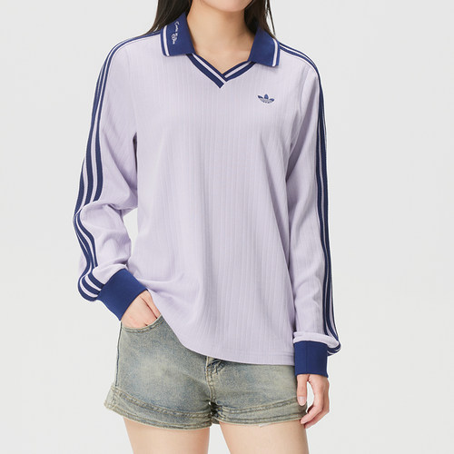 ADIDAS三叶草女透气长袖POLO衫