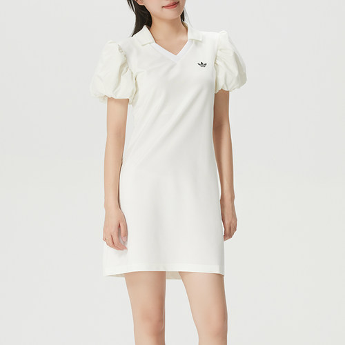 新款正品ADIDAS阿迪达斯三叶草女修身V领运动休闲连衣裙KE3437