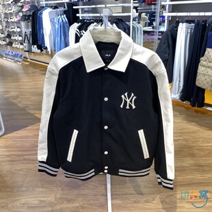 MLB简约LOGO保暖百搭男女情侣运动休闲翻领夹克外套3AJPV1246 正品