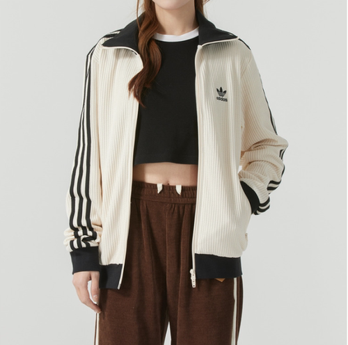 正品ADIDAS阿迪达斯三叶草男女翻领三条纹休闲运动夹克外套JW0109