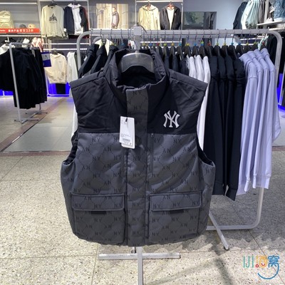 正品MLB男女款羽绒服背心马甲