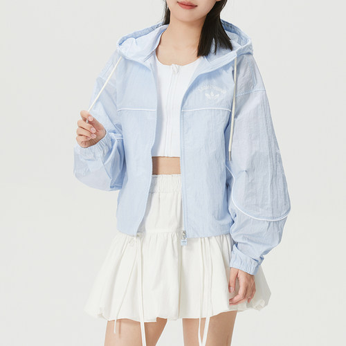 正品阿迪达斯简约LOGO女连帽夹克
