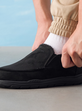 冬新款正品SKECHERS斯凯奇加绒保暖一脚蹬百搭男运动休闲鞋66445