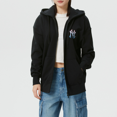 冬季新款正品MLB百搭连帽保暖男女运动休闲针织夹克外套3ATRM0161