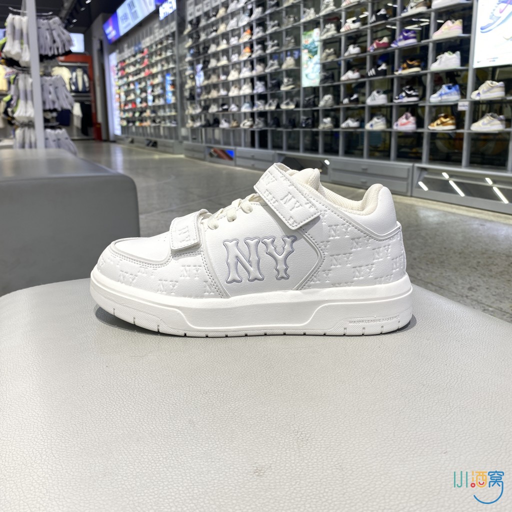 正品MLB男童女童秋新款时尚潮流魔术贴低帮运动休闲板鞋7ASXJM45N