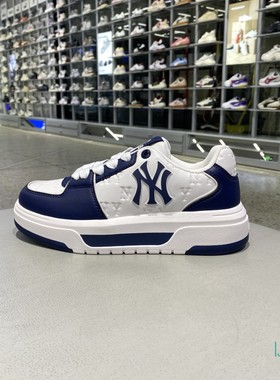 正品MLB秋新款纽约洋基男女简约LOGO百搭运动休闲板鞋3ASXM075N