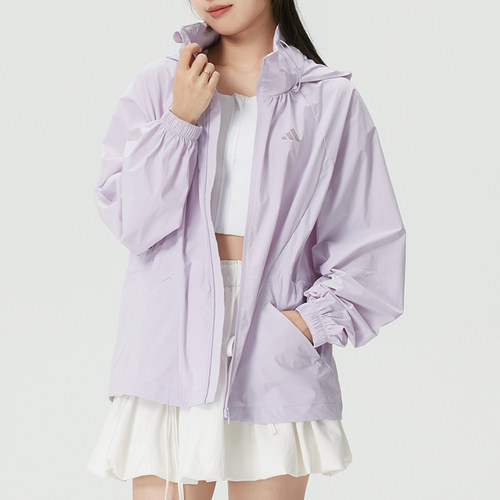 正品ADIDAS阿迪达斯女简约可收纳连帽梭织运动休闲夹克外套KH2658
