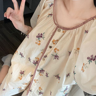 睡衣女日系简约宽松家居服套装 夏季 ins甜美学生碎花短袖 新款 韩版