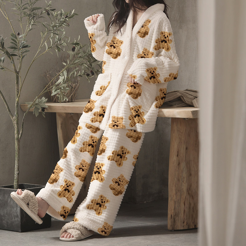 青少年睡衣女大童家居服珊瑚绒