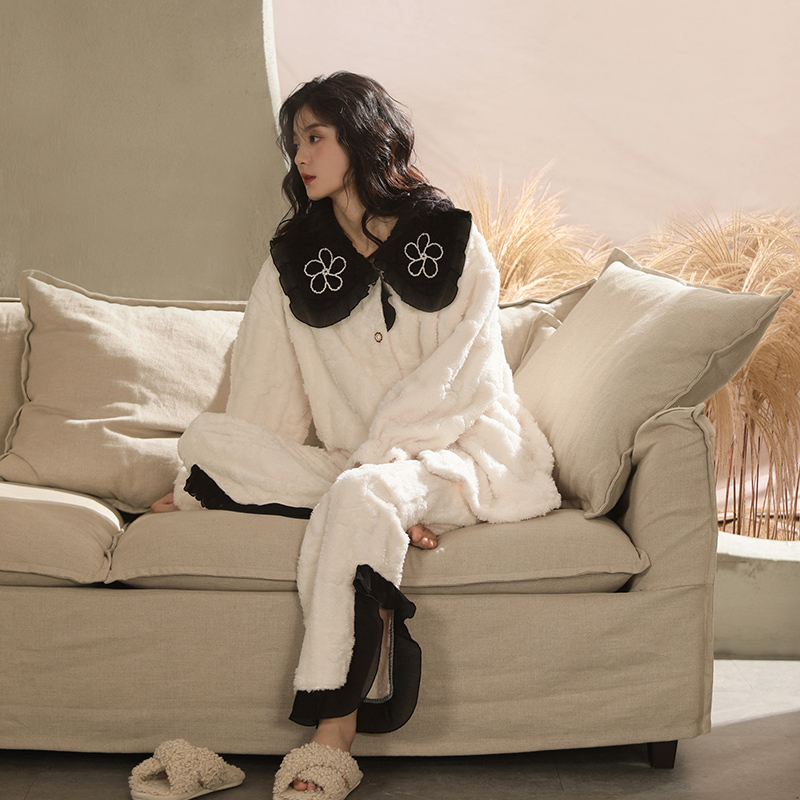 珊瑚绒睡衣女可外穿套装冬