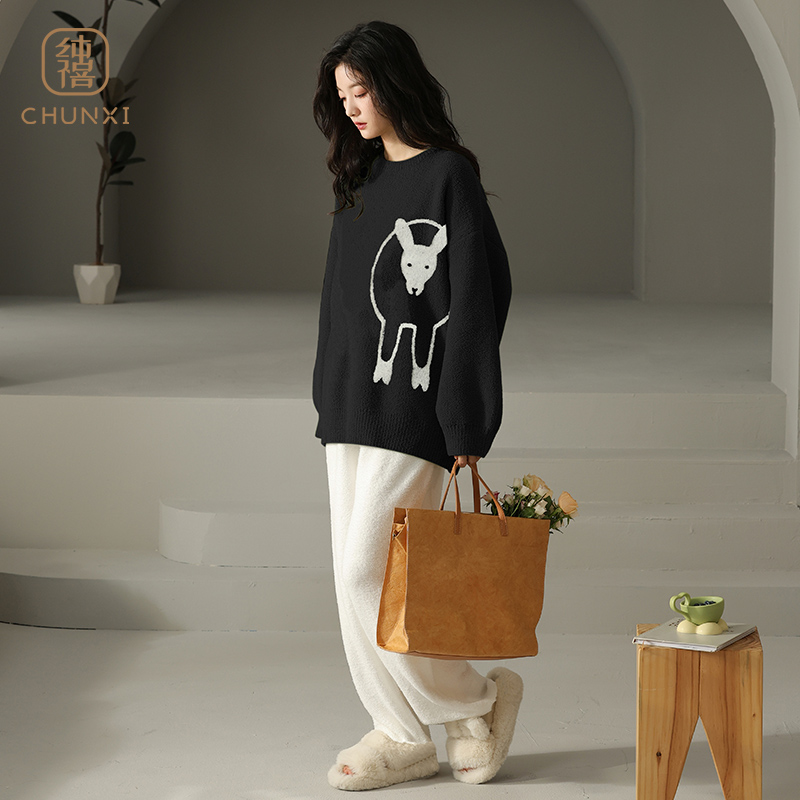 珊瑚绒睡衣女冬季保暖加绒软绵绵