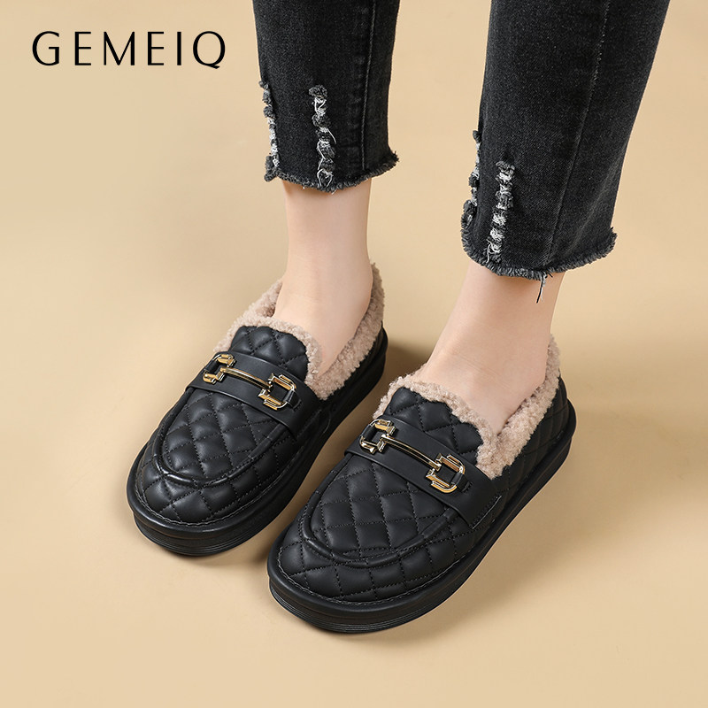 戈美其加绒豆豆鞋女冬季女鞋软底不累脚雪地靴保暖棉鞋毛毛乐福鞋,女鞋,时尚雪地靴,淘宝优惠券,粉丝福利购,淘宝优惠卷