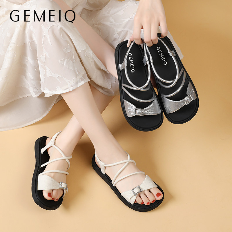 戈美其平底凉鞋女2026夏新款软底配裙子外穿半拖鞋绝美仙女风凉拖