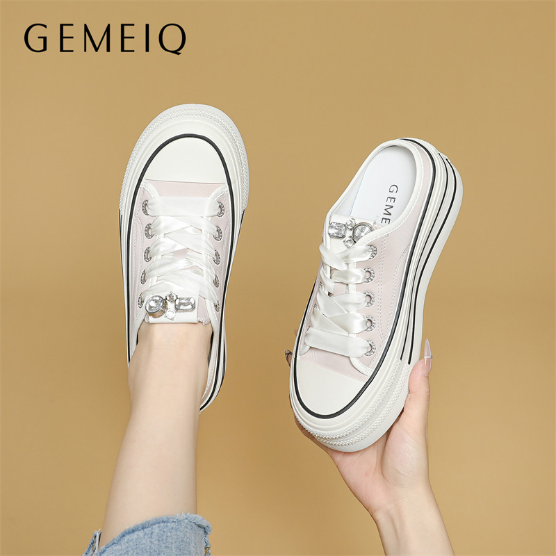 戈美其超火包头半拖鞋女外穿舒适春夏季上新懒人厚底布凉拖鞋凉鞋