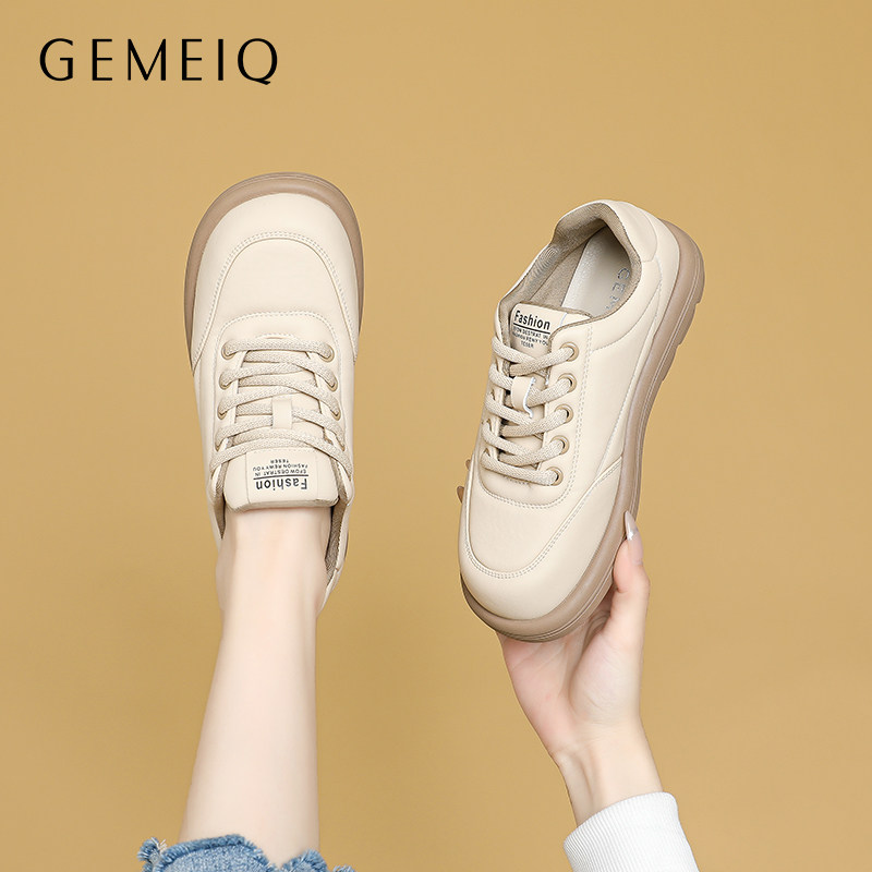 戈美其小皮鞋女英伦风休闲鞋软底系带单鞋新款复古学生舒适牛津鞋