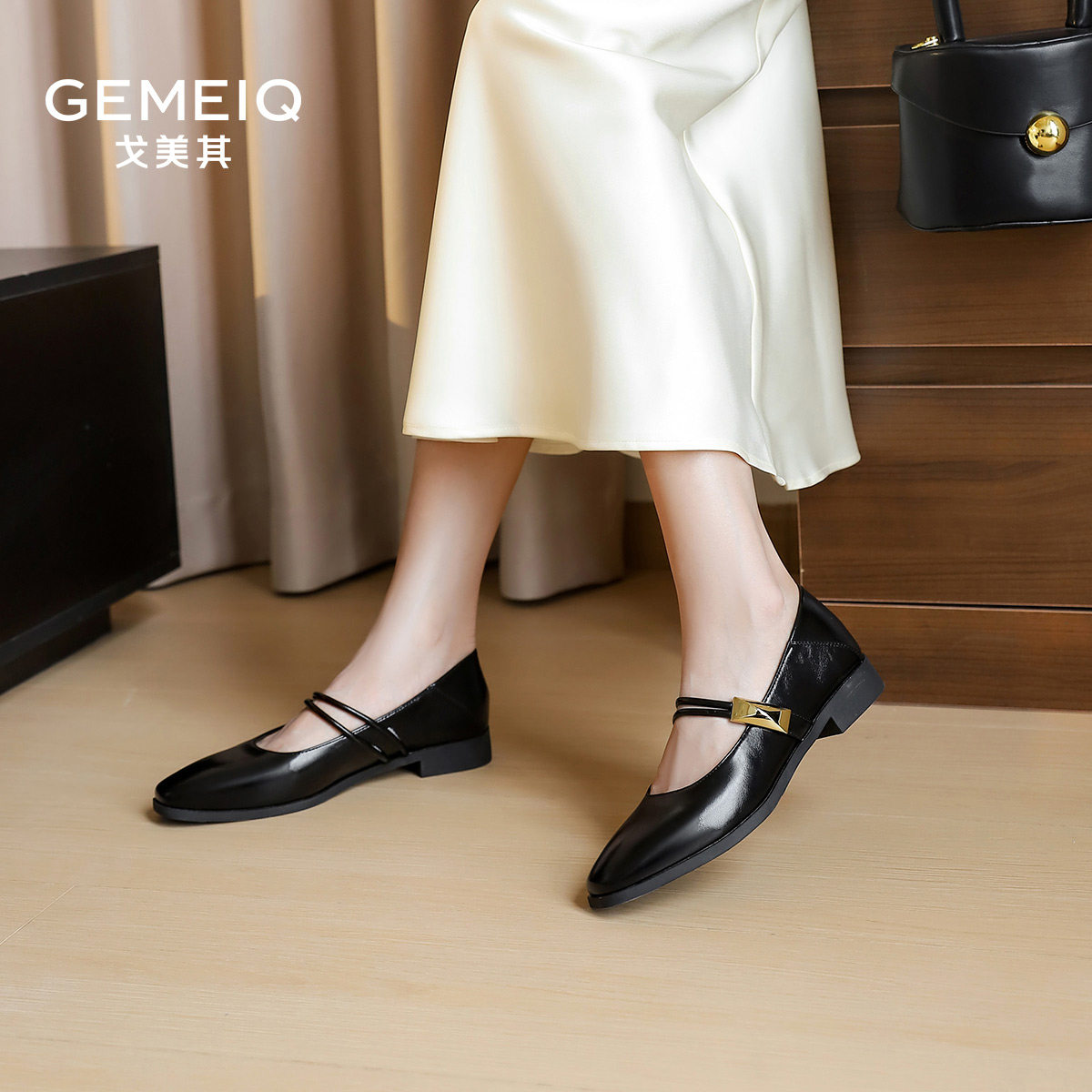 戈美其法式玛丽珍女鞋舒适上新春小皮凉鞋外穿浅口单鞋百搭配裙子