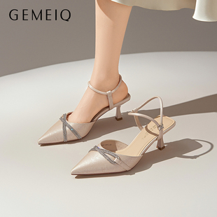 戈美其26年凉鞋女新款夏季配裙子高跟鞋女士单鞋皮鞋配旗袍女鞋子
