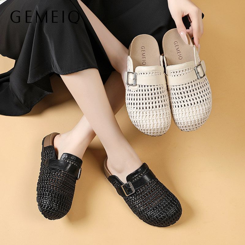 戈美其网面厚底博肯半拖勃肯鞋女舒适上新春季外穿增高包头凉拖鞋