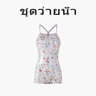 显瘦泳装 复古风连体泳衣女竞速游泳馆专用印花修身 swim泰式 Naga