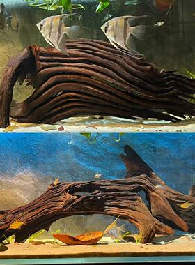 紫柚木精品20-40cm小米鱼缸造景沉木当贝摆件小号拱桥型南美树桩