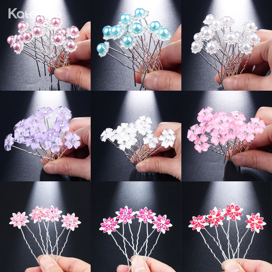 水钻花朵u型夹古风盘发