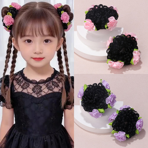 春夏花苞假发圈扎丸子头发饰