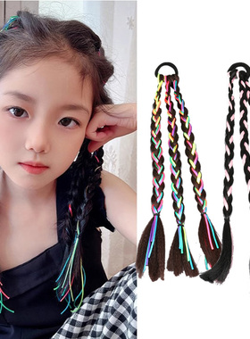 夏季儿童编发拳击麻花马尾辫甜酷街舞挑染脏辫假发辫发绳弹力发圈