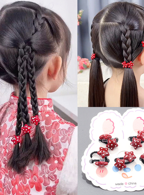 2025安哥拉波点爱心红色皮筋发绳儿童宝宝拇指发圈新年喜庆发饰