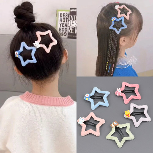 日韩毛绒五角星发夹儿童发饰