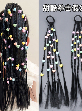 小女孩假发麻花辫子发圈甜酷拳击辫皮筋儿童高马尾脏脏辫头绳发饰