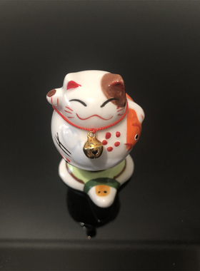 出口日本弹簧陶瓷招财猫摆件铃铛可拆卸